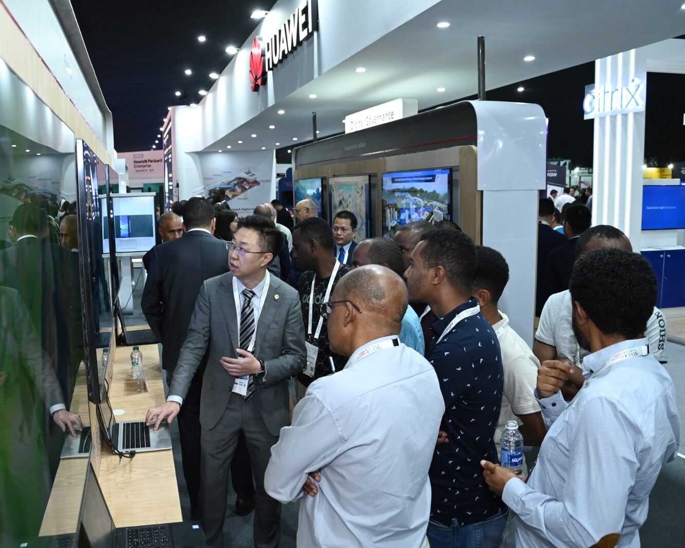 Exhibition booth setup at a trade show event