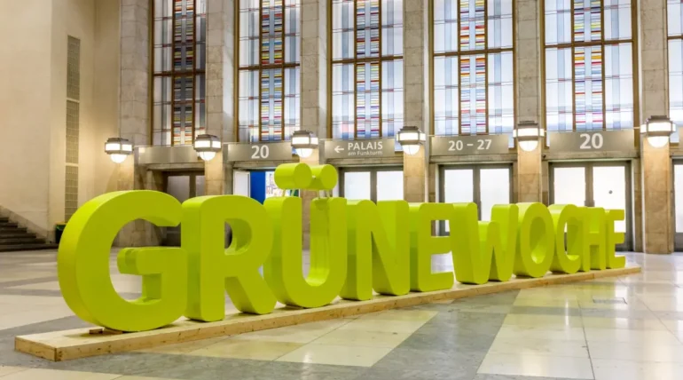 Custom-designed exhibition booth at Green Week 2026 by ExhibitStandBuilder.