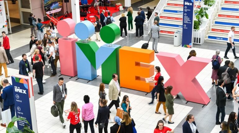 Custom-designed exhibition booth at IMEX Frankfurt 2026 by ExhibitStandBuilder.