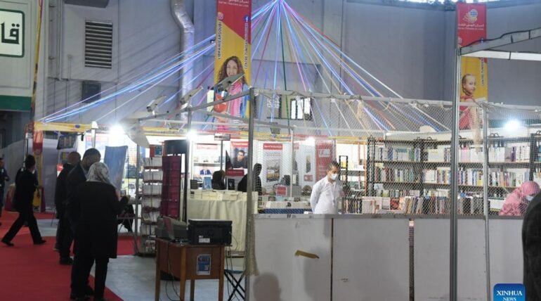 Custom-designed exhibition booth at the Tunis International Book Fair 2026 in Tunis by ExhibitStandBuilder.