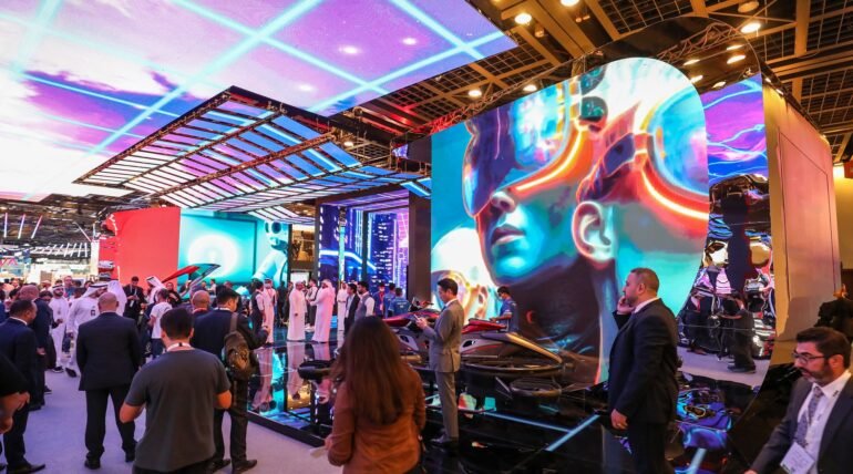 Custom-designed exhibition booth at GITEX Global 2025 in Dubai by ExhibitStandBuilder.