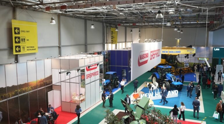 Custom-designed exhibition booth at Caspian Agro 2026 in Baku by ExhibitStandBuilder.