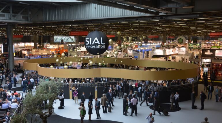 Custom-designed exhibition booth at SIAL Paris 2026 by ExhibitStandBuilder.