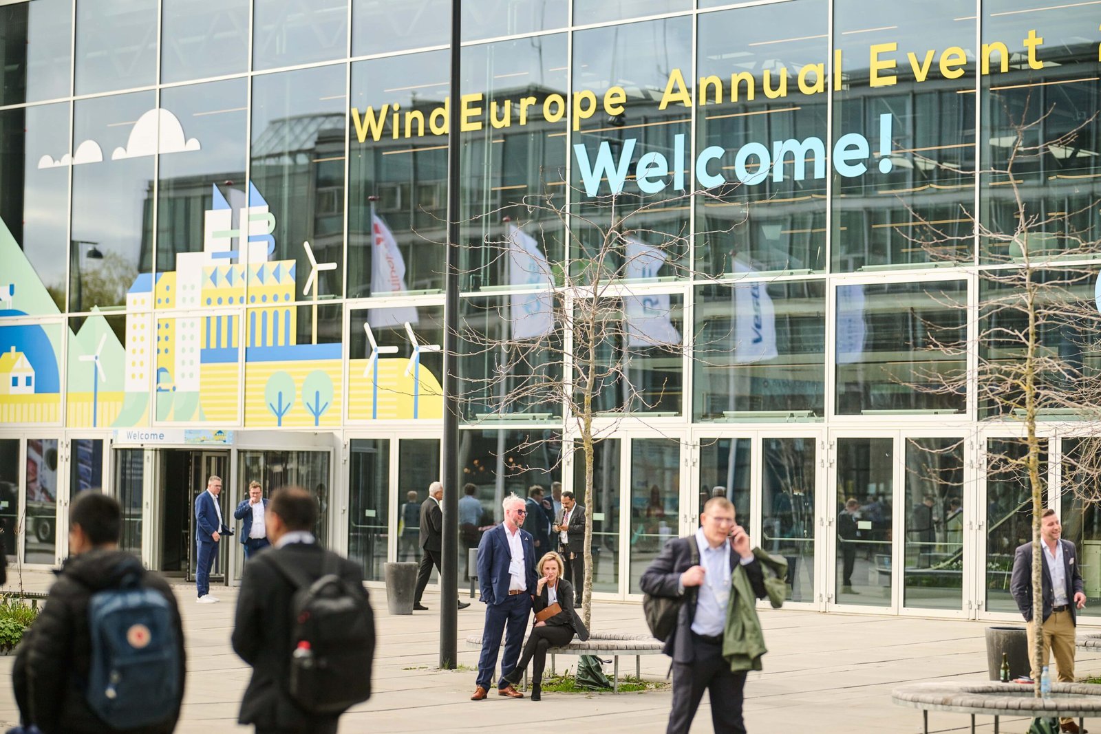Wind turbine booth at WindEurope Madrid 2026 by ExhibitStandBuilder