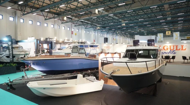 Custom-designed exhibition booth at Yacht Life Boat Show 2026 in Antalya by ExhibitStandBuilder.