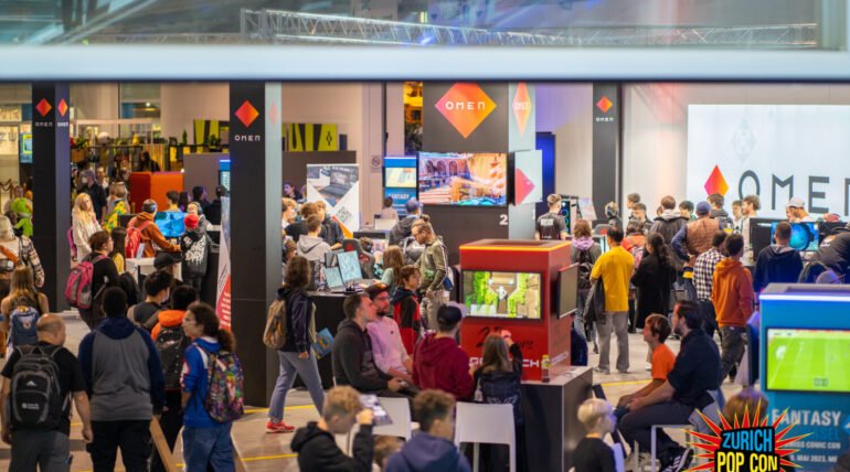 Custom exhibition booth at Zurich Pop Con & Game Show 2025 in Zurich by ExhibitStandBuilder