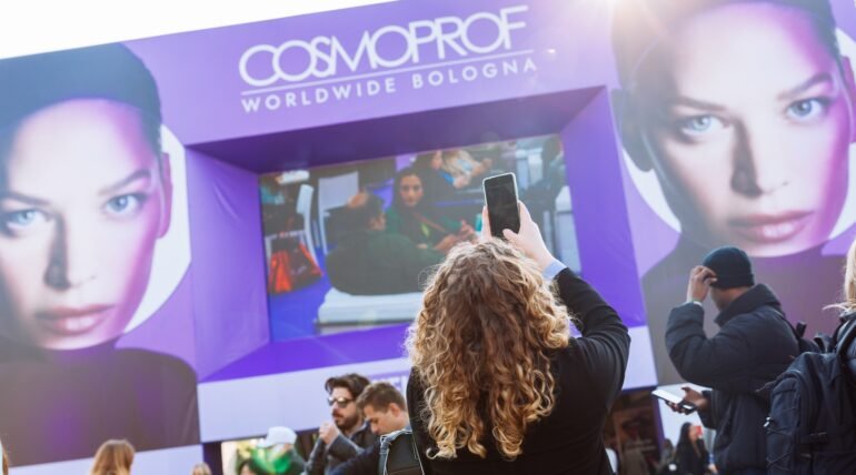 Skincare booth at Cosmoprof Bologna 2026 by ExhibitStandBuilder