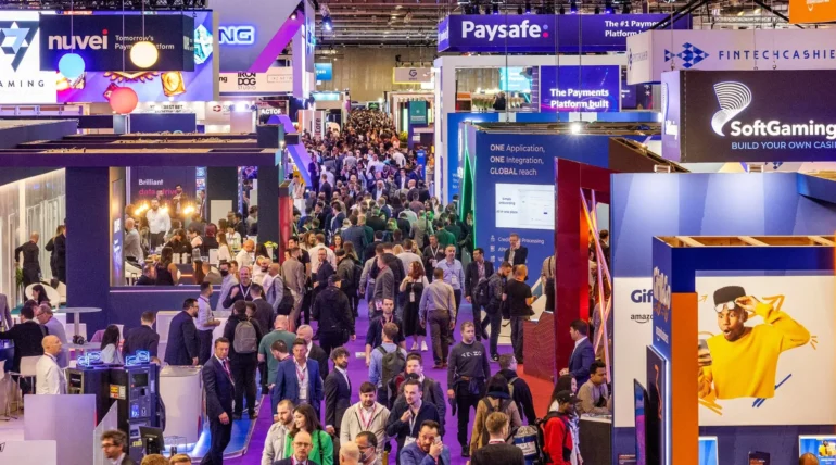 Gaming tech booth at ICE Gaming Barcelona 2026 by ExhibitStandBuilder