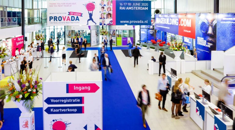 Real estate booth at PROVADA Amsterdam 2026 by ExhibitStandBuilder