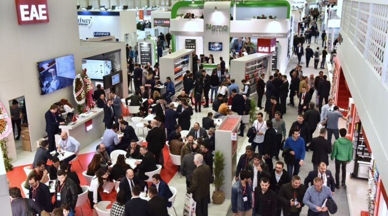 Custom-designed exhibition booth at WIN EURASIA 2026 in Istanbul by ExhibitStandBuilder.